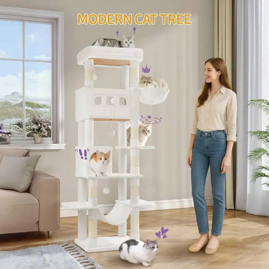 Multi Level Cat Tree Tower With Hammock And Scratching Posts