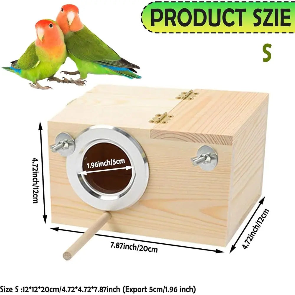 Parakeet Nest Box Budgie Nesting House Cockatiel Breeding Parrots Mating Box for Lovebirds Small and Medium-Sized Birds（S）