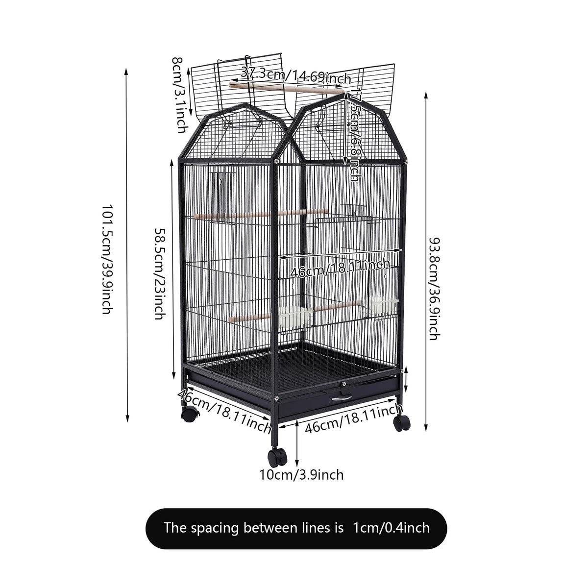 Metal Bird Flight Cage With Stand And Wheels For Parakeets