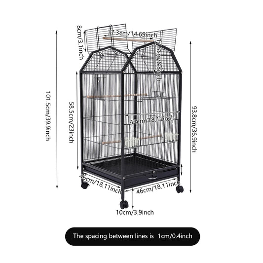 Metal Bird Flight Cage With Stand And Wheels For Parakeets
