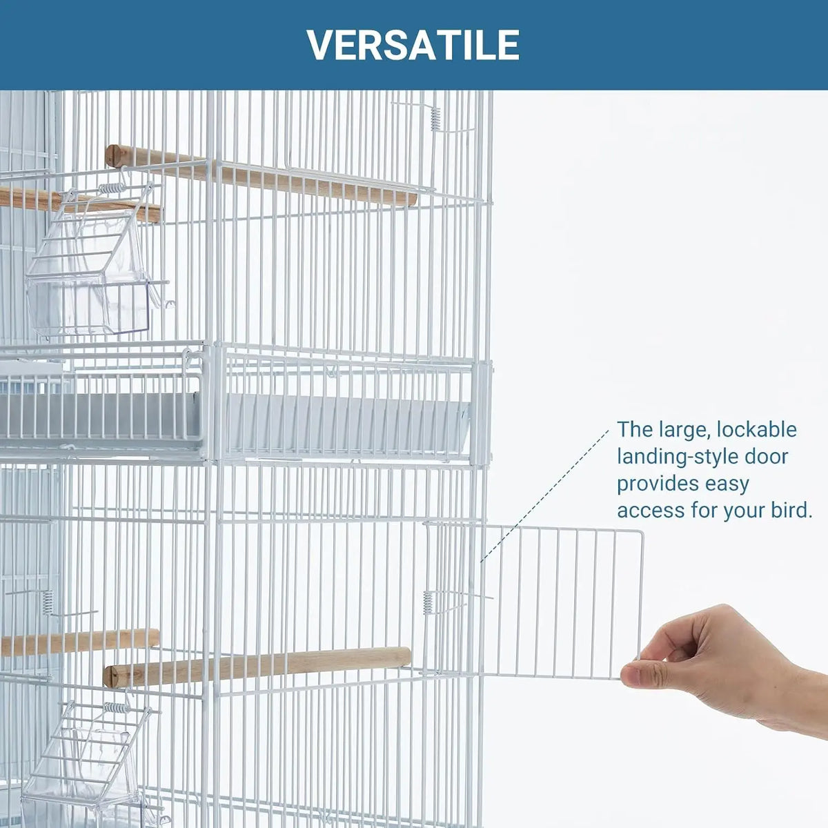 Spacious Stackable Birdcage With Detachable Storage Shelf And Trays