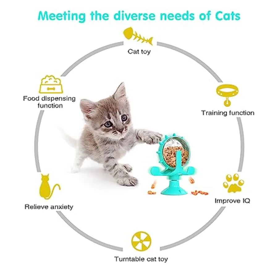 Plastic Interactive Rotating Cat Dog Treat Dispenser Toy