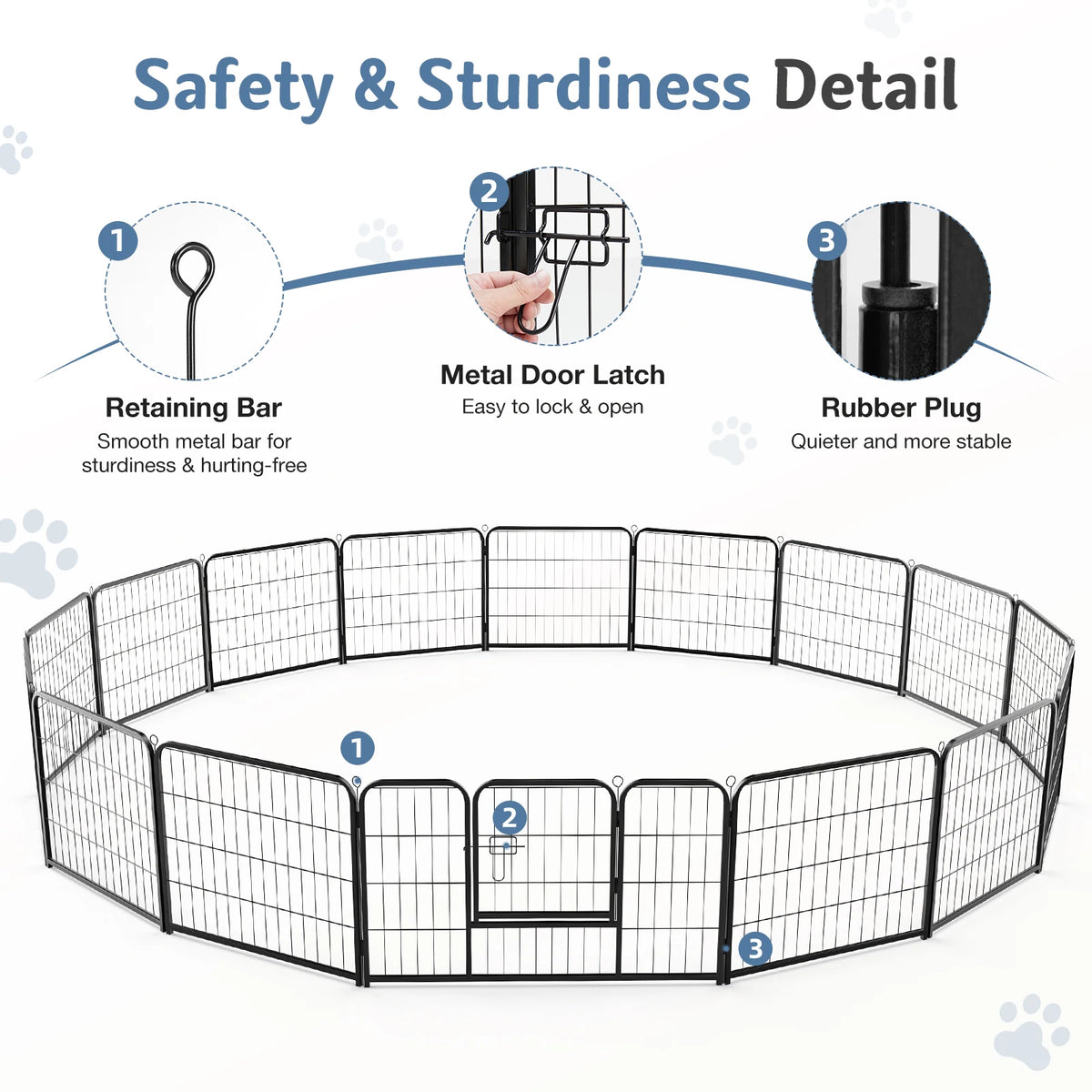 JHK Sturdy Folding Metal Dog Playpen For Outdoor And Indoor Use