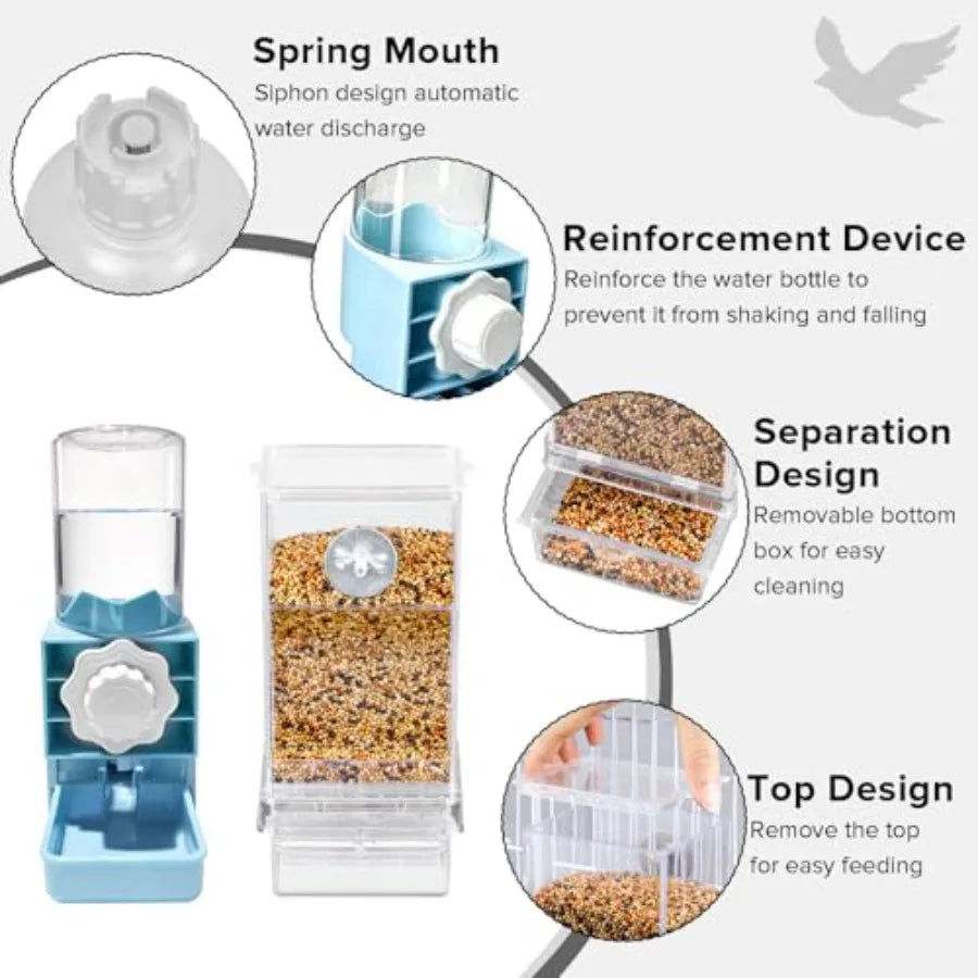 Automatic Bird Feeder And Water Dispenser Set For Parakeet Cages