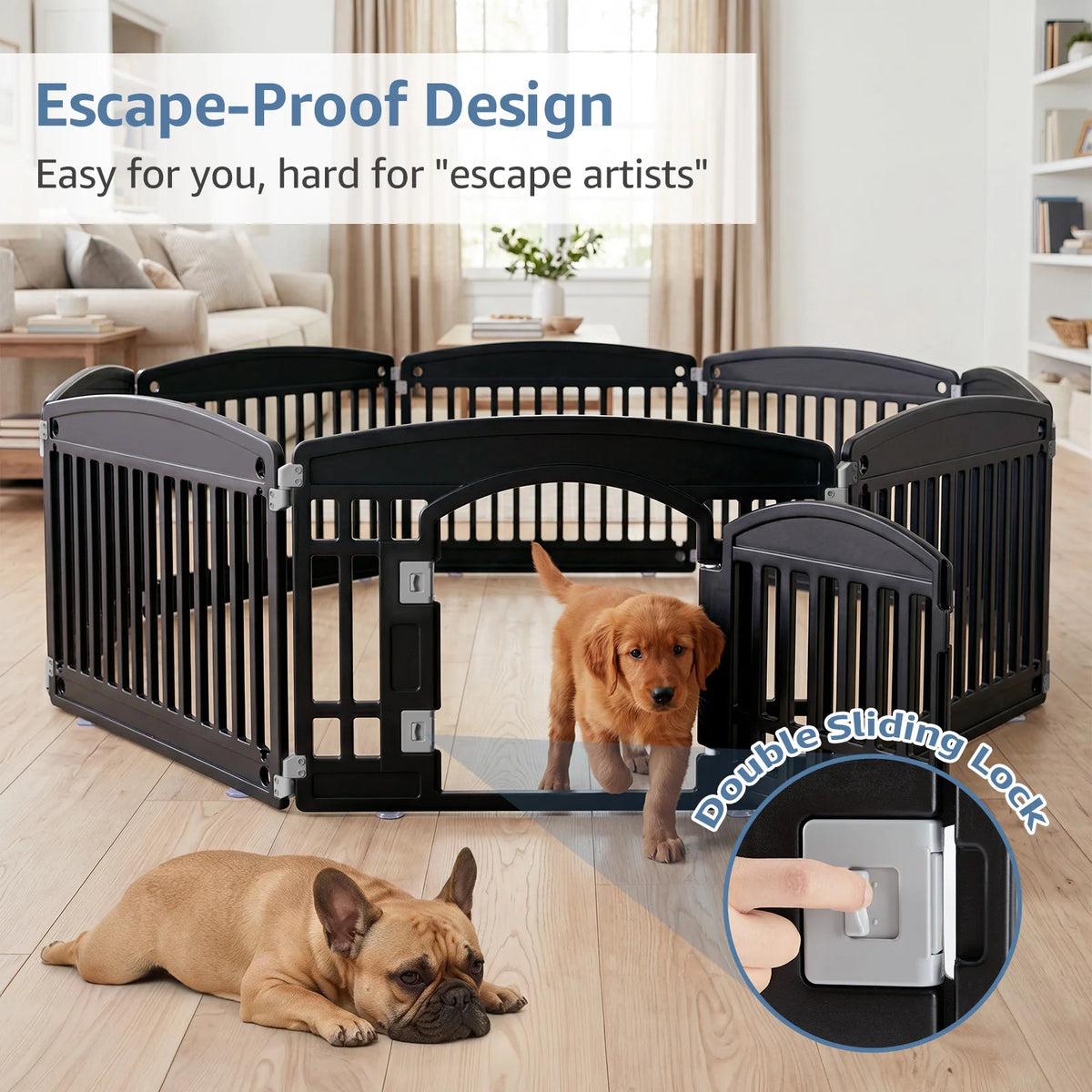 JHK Plastic Dog Playpen Expandable Pet Fence For Medium Dogs