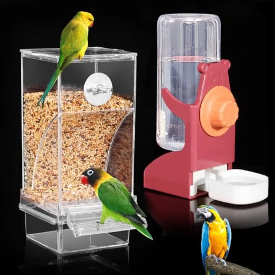 Transparent Bird Feeder And Water Dispenser For Budgie Cage
