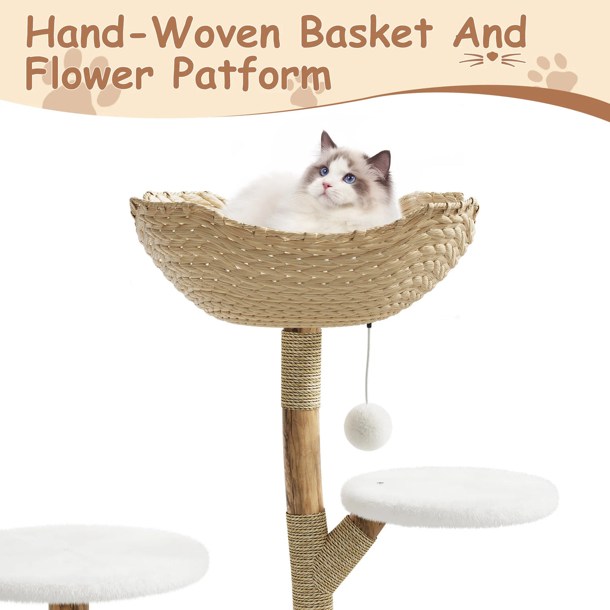 Modern Multilevel Cat Tree With Sisal Scratching Posts And Basket