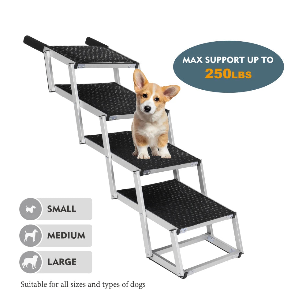 LISM Foldable Aluminum Dog Ramp With Non Slip Surface
