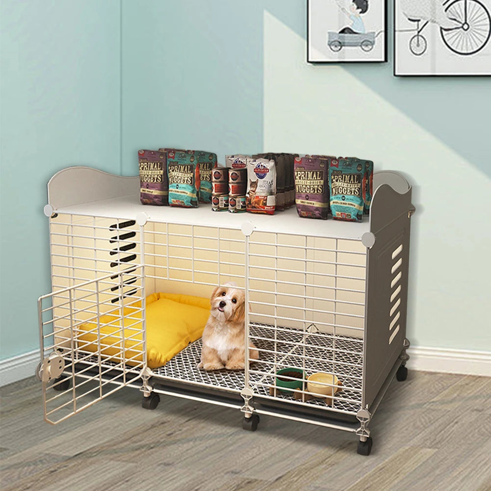Indoor Wire Dog Crate With Wheels And Slide Out Tray