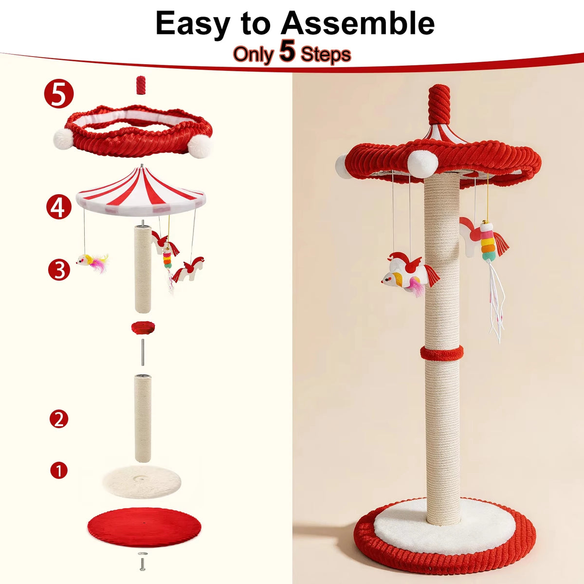 CWV Carousel Cat Tree With Rotating Top And Interactive Toys