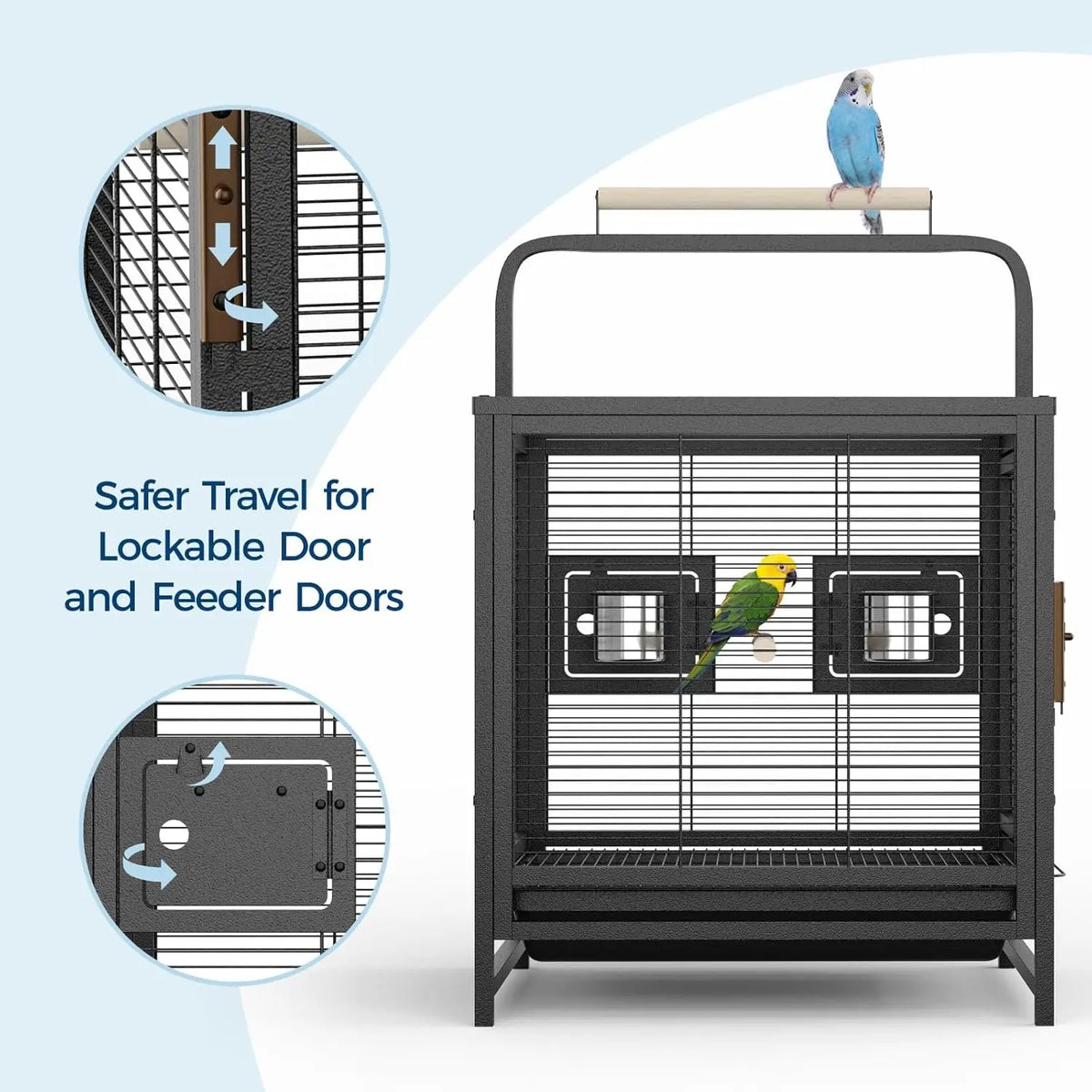 HiMISS Portable Bird Cage With Removable Tray And Perch