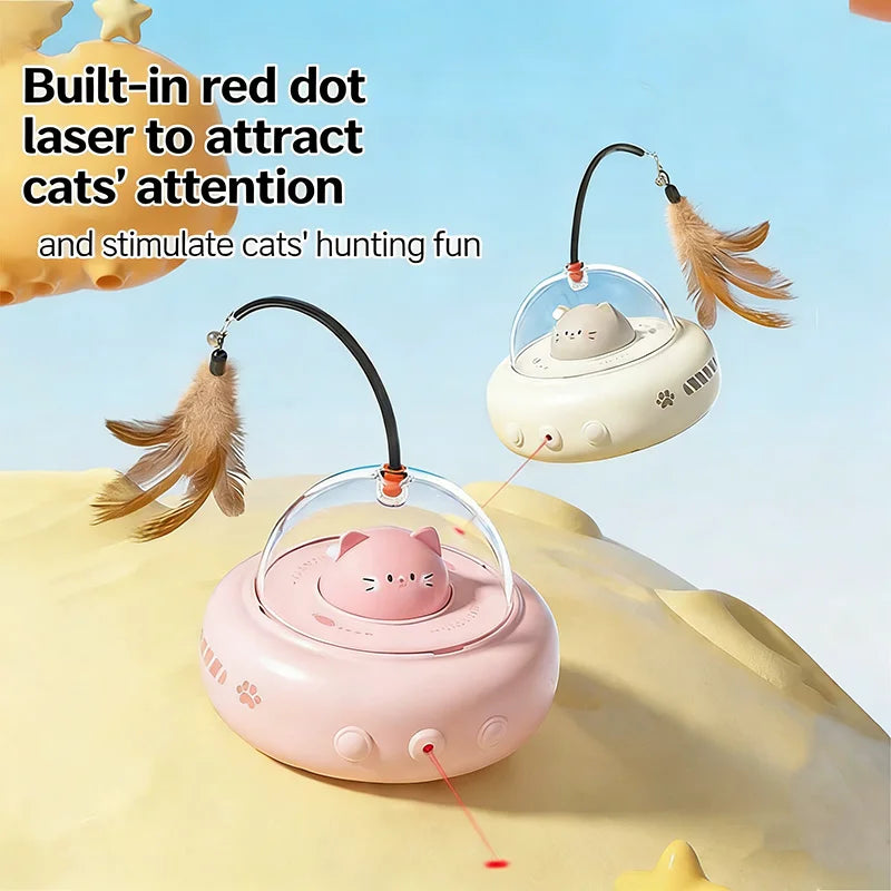 Automatic Electric Interactive Cat Laser And Feather Teaser Toy