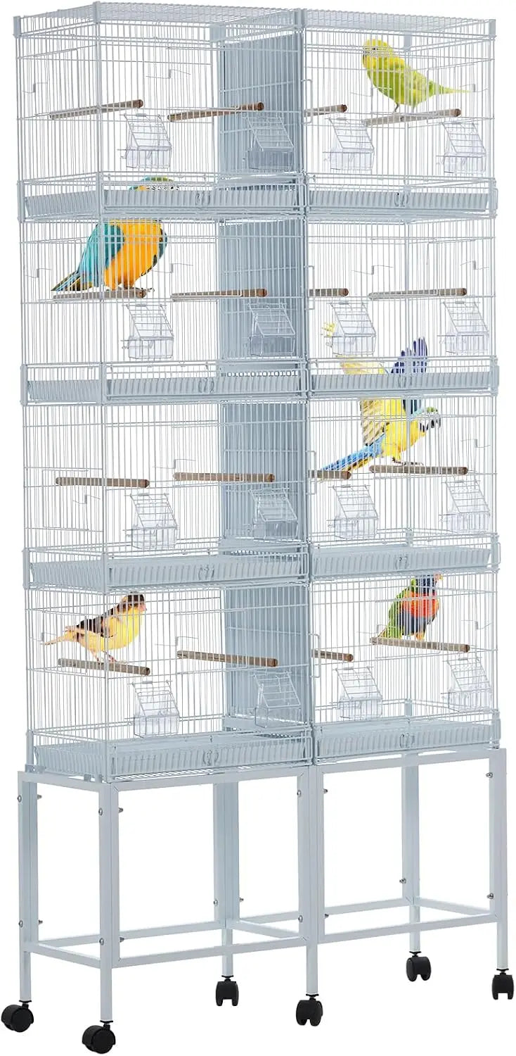 Spacious Stackable Birdcage With Detachable Storage Shelf And Trays