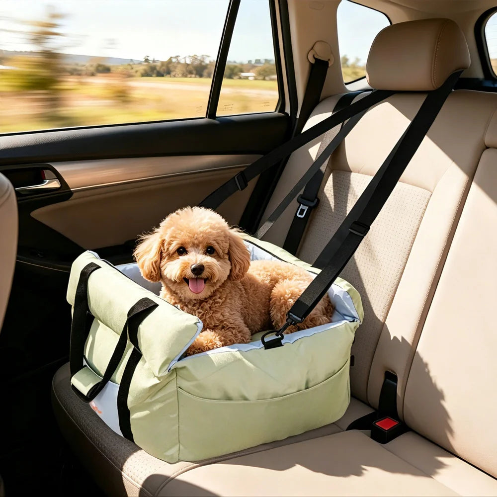 Borwart Portable Dog Car Seat With Safety Belt Washable Cover