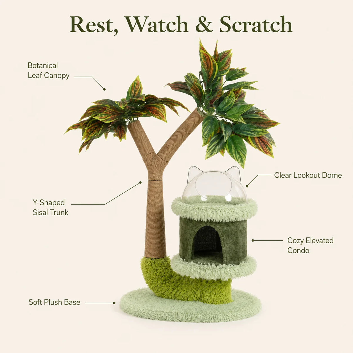 Mango Tree Cat Tree For Small Cats Double Tier Scratching Post Natural Sisal