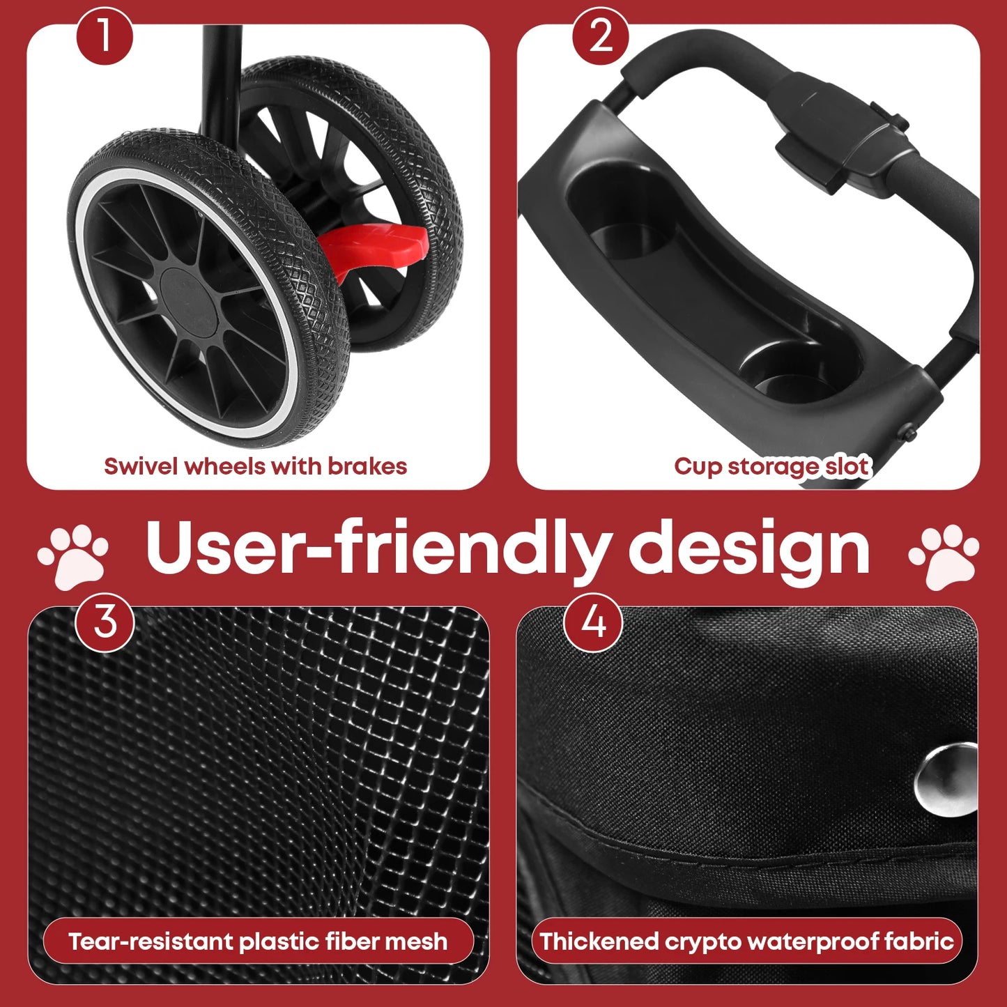 CHIHUAHUA Pet Stroller For Cats And Dogs Three Wheel Foldable