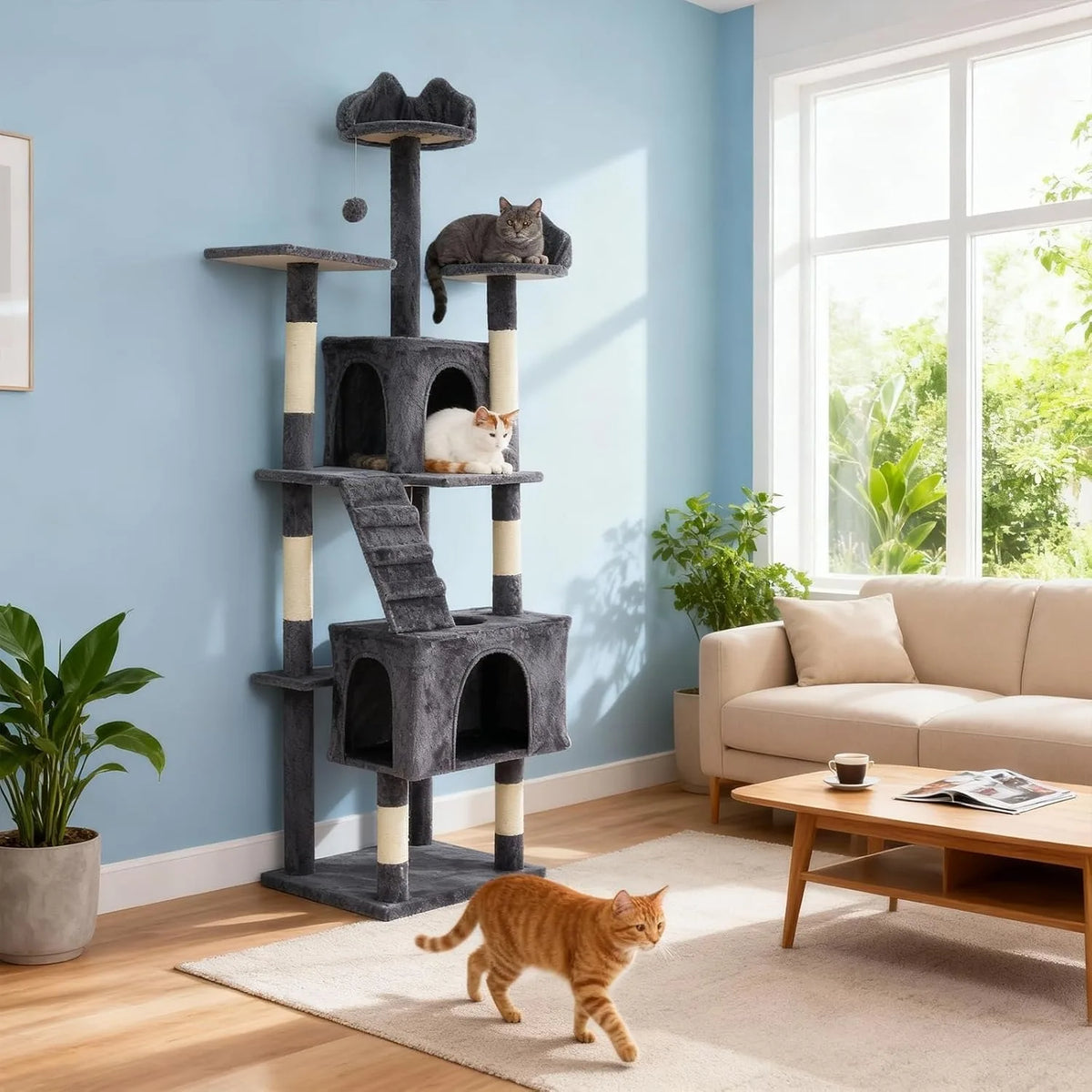 Premium Multi Level Cat Tree With Sisal Scratching Posts