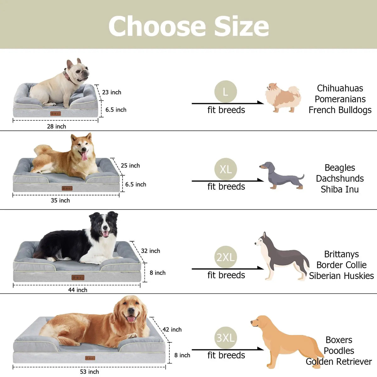 Orthopedic Memory Foam Dog Bed With Raised Bolster Cover