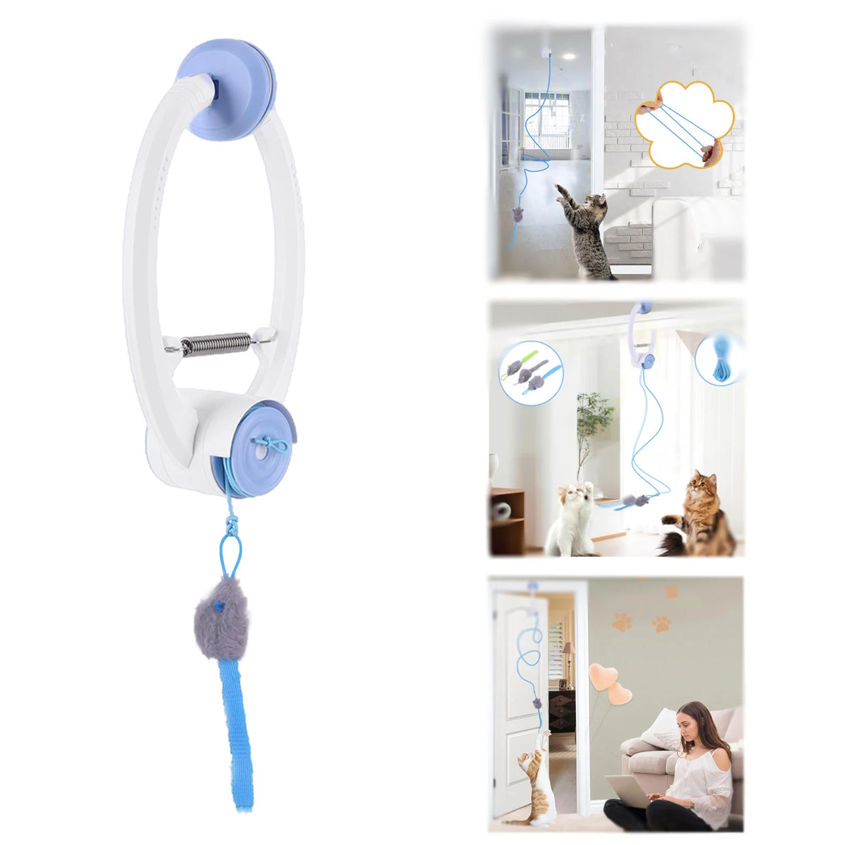 Automatic Retractable Door Hanging Interactive Cat Teaser Toy