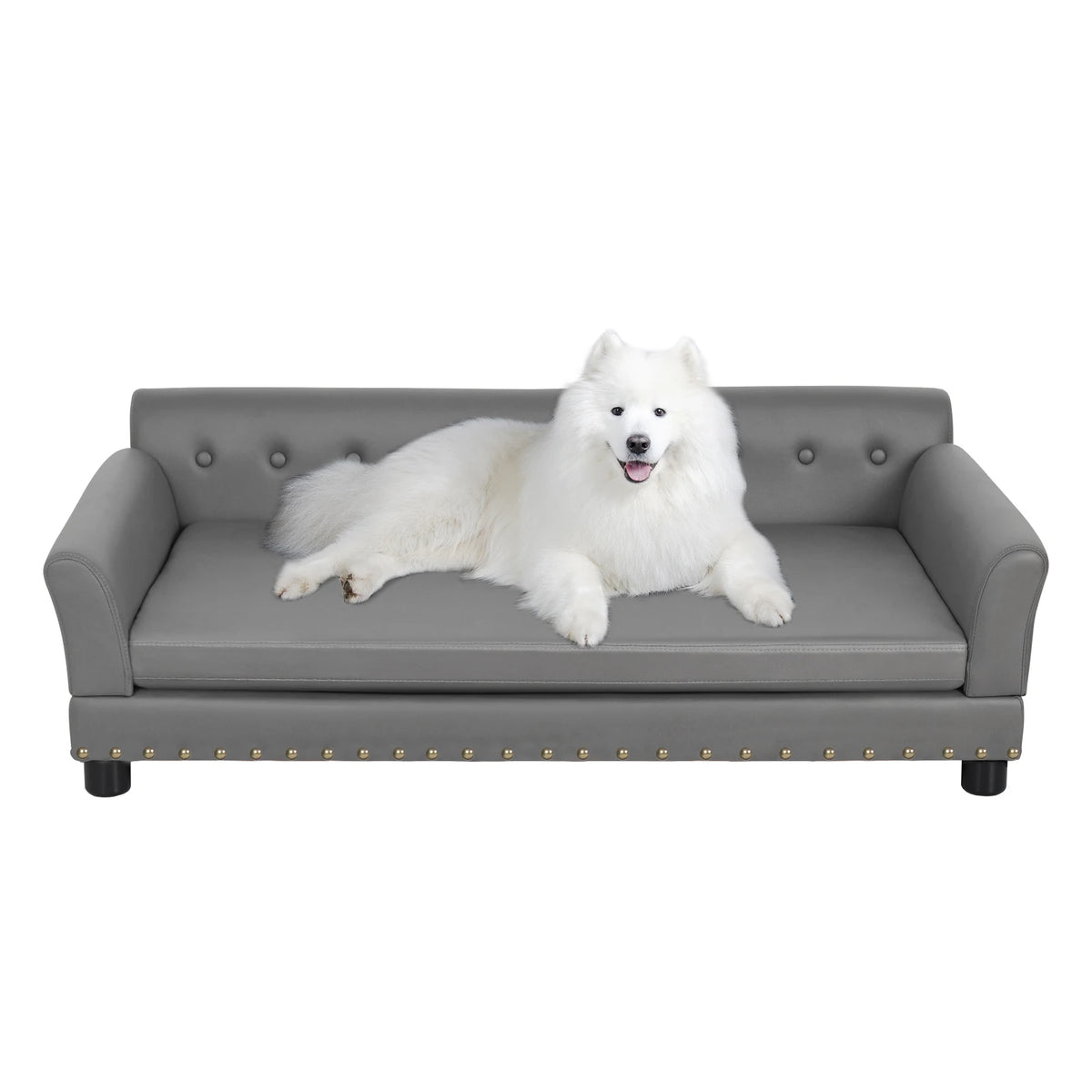 Bingopaw Elevated Rectangular Leather Dog Sofa Bed for Pets