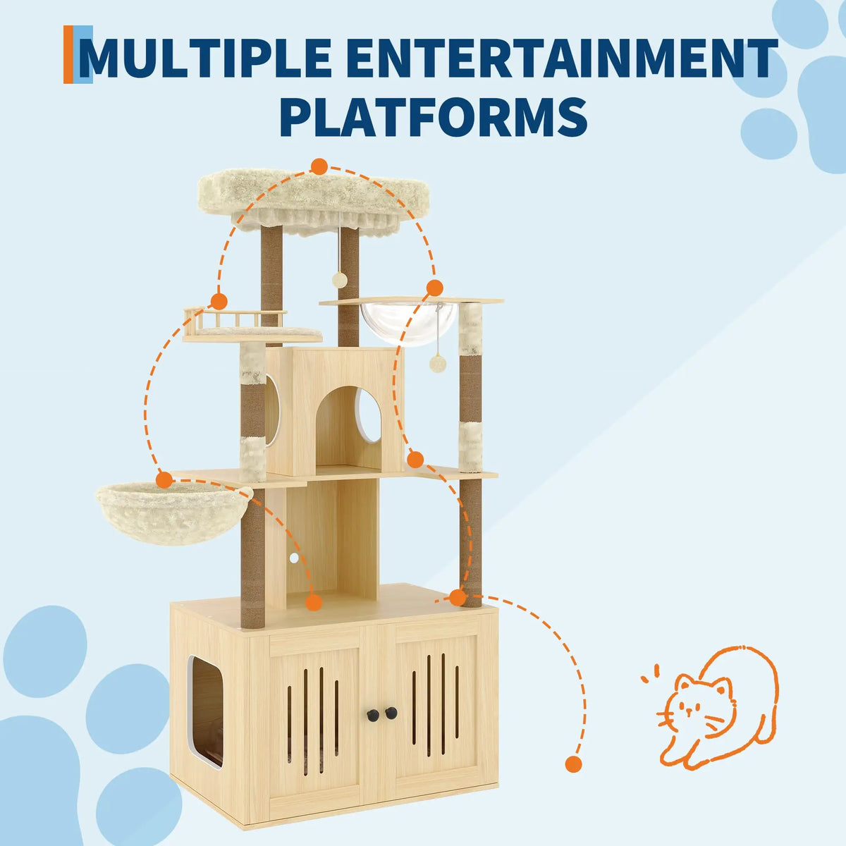 Studyset Multi Level Cat Tree With Hidden Litter Box