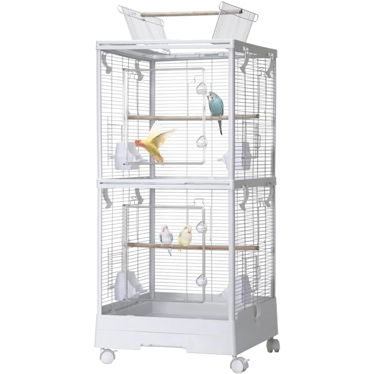 HiMISS Play Top Rolling Bird Cage With Adjustable Dividers