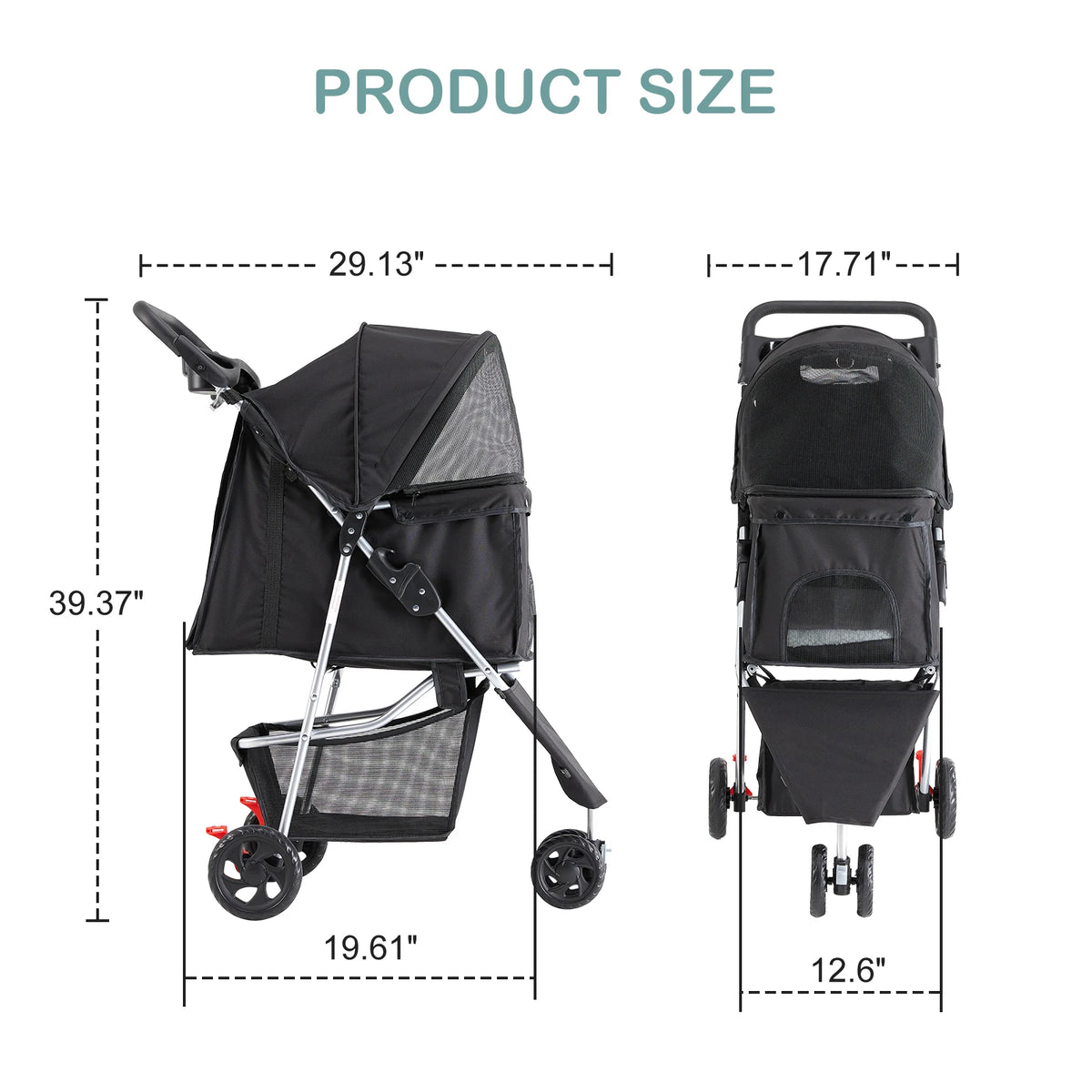 Premium Foldable Three Wheel Pet Stroller For Outdoor Travel