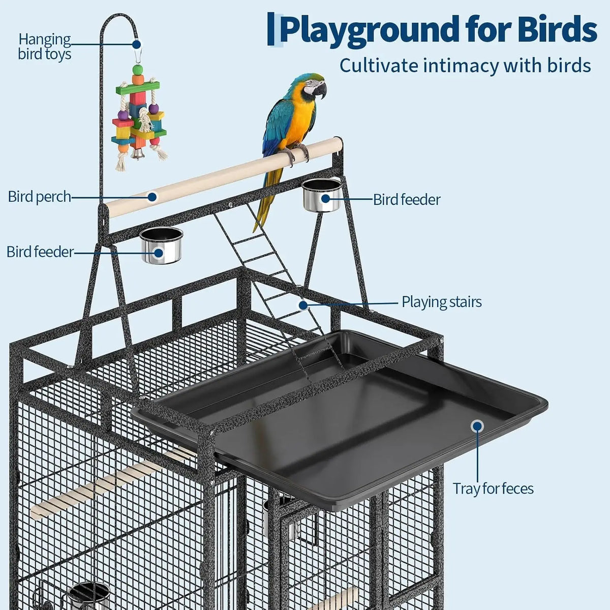 Premium Metal Aviary Bird Cage With Stand For Active Birds