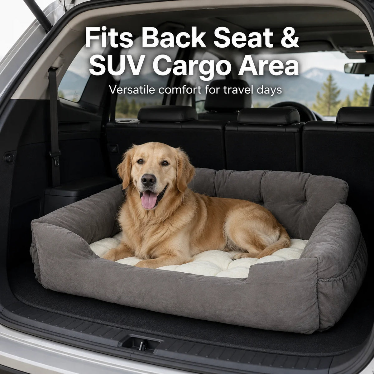 Waterproof Dog Car Booster Seat With Safety Leash Storage Pockets