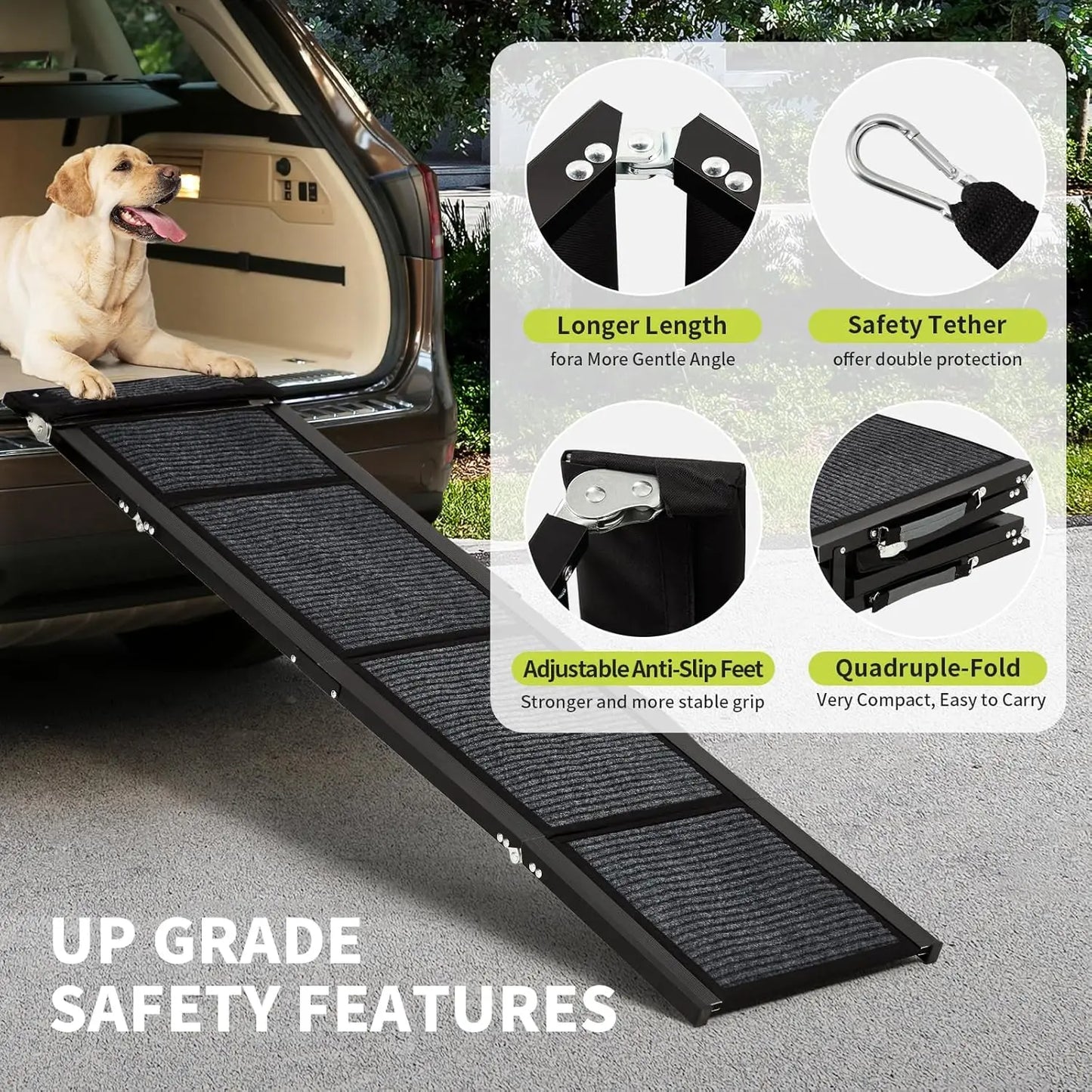 HiMISS Upgraded Folding Dog Ramp For Cars With Non Slip Surface