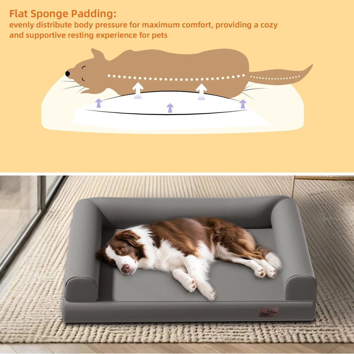 Borwart Orthopedic Dog Bed With Waterproof Removable Cover