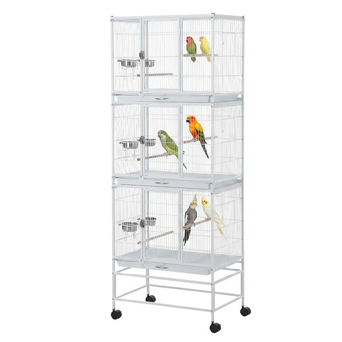 HiMISS Multi Compartment Bird Cage With Sturdy Steel Frame