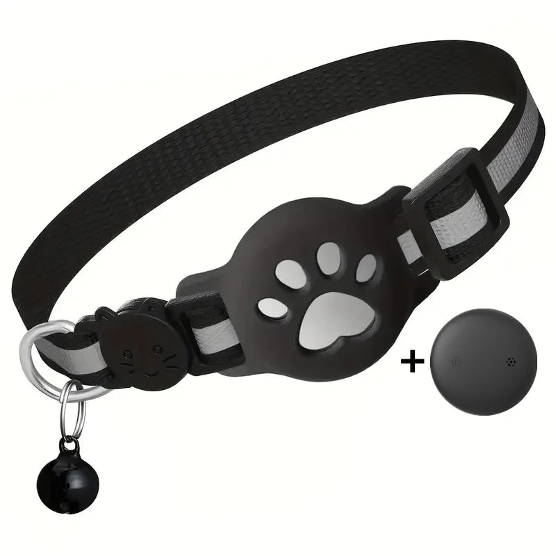 Night Safe Tracker Cat Collar Reflective Paw Breakaway Buckle