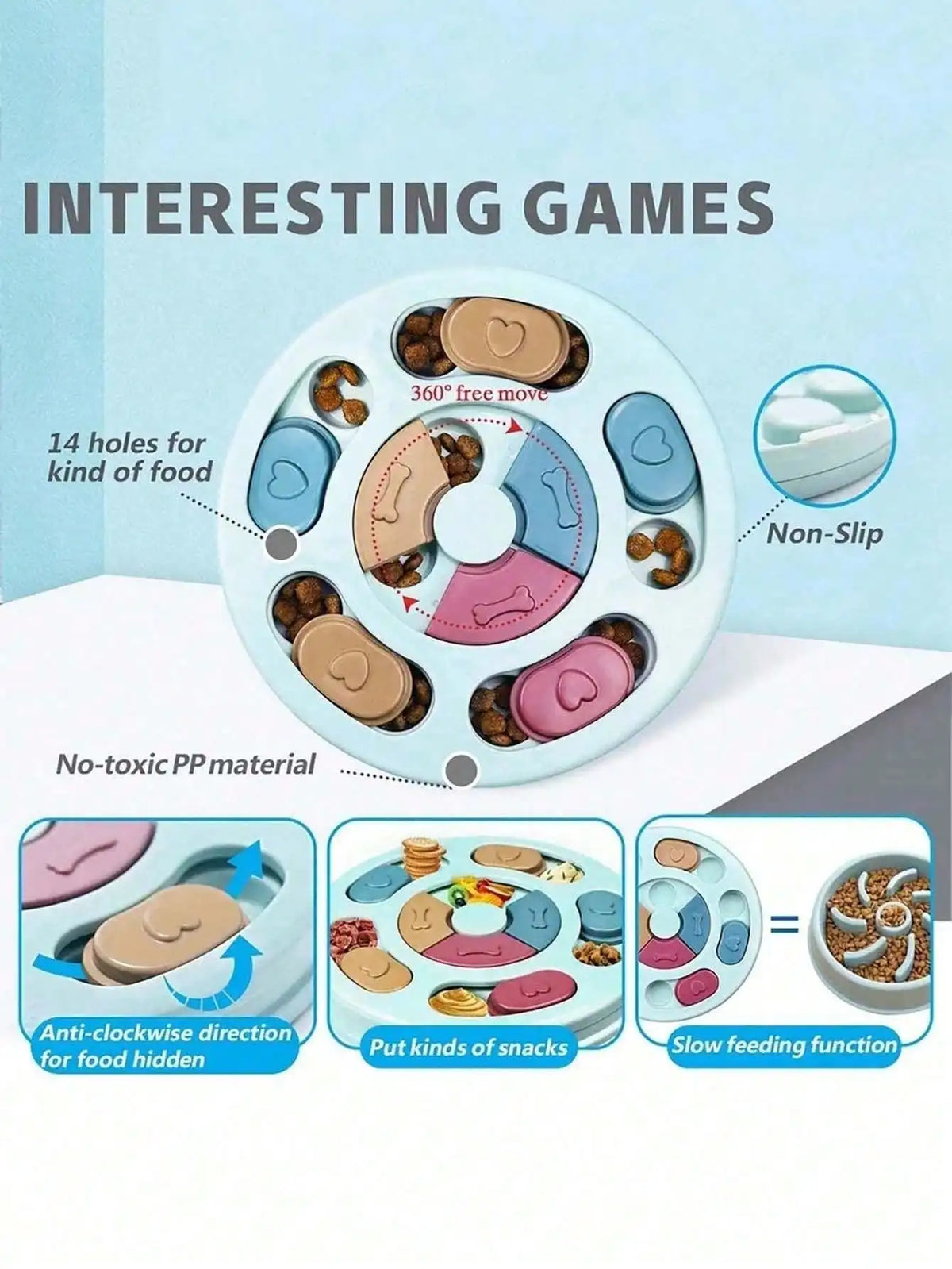 Interactive Pet Training Puzzle Toy Slow Feeder Bowl