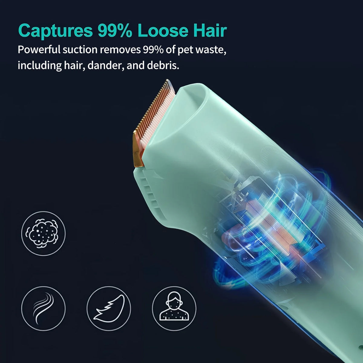 Pet Grooming Vacuum Kit With Hair Removal Clippers For Dogs