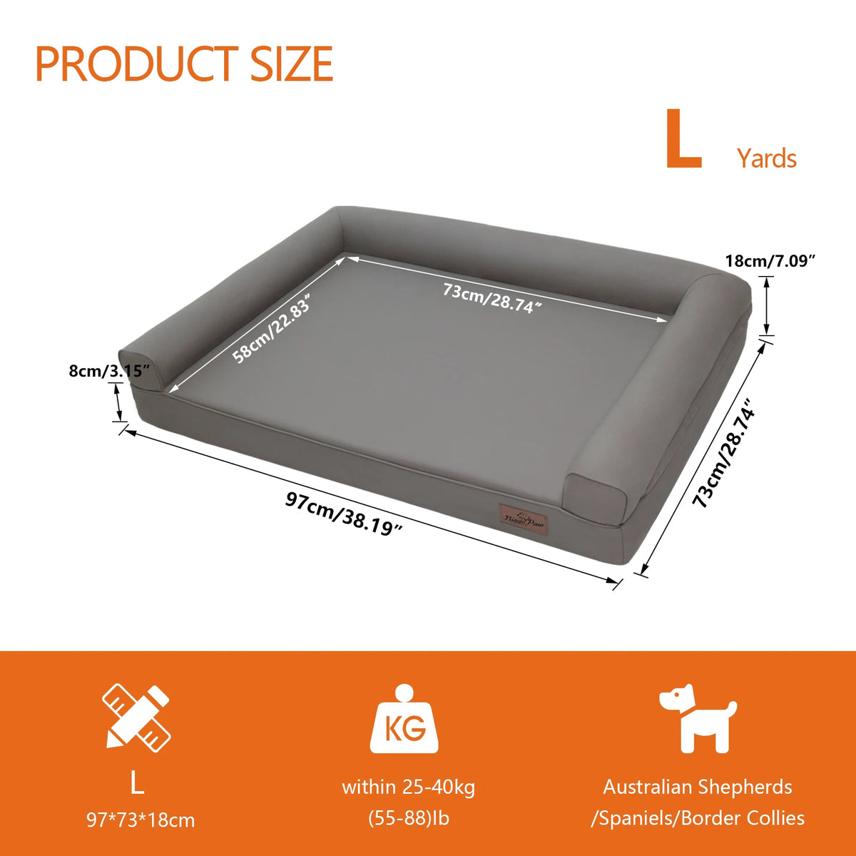 Borwart Orthopedic Dog Bed With Waterproof Removable Cover