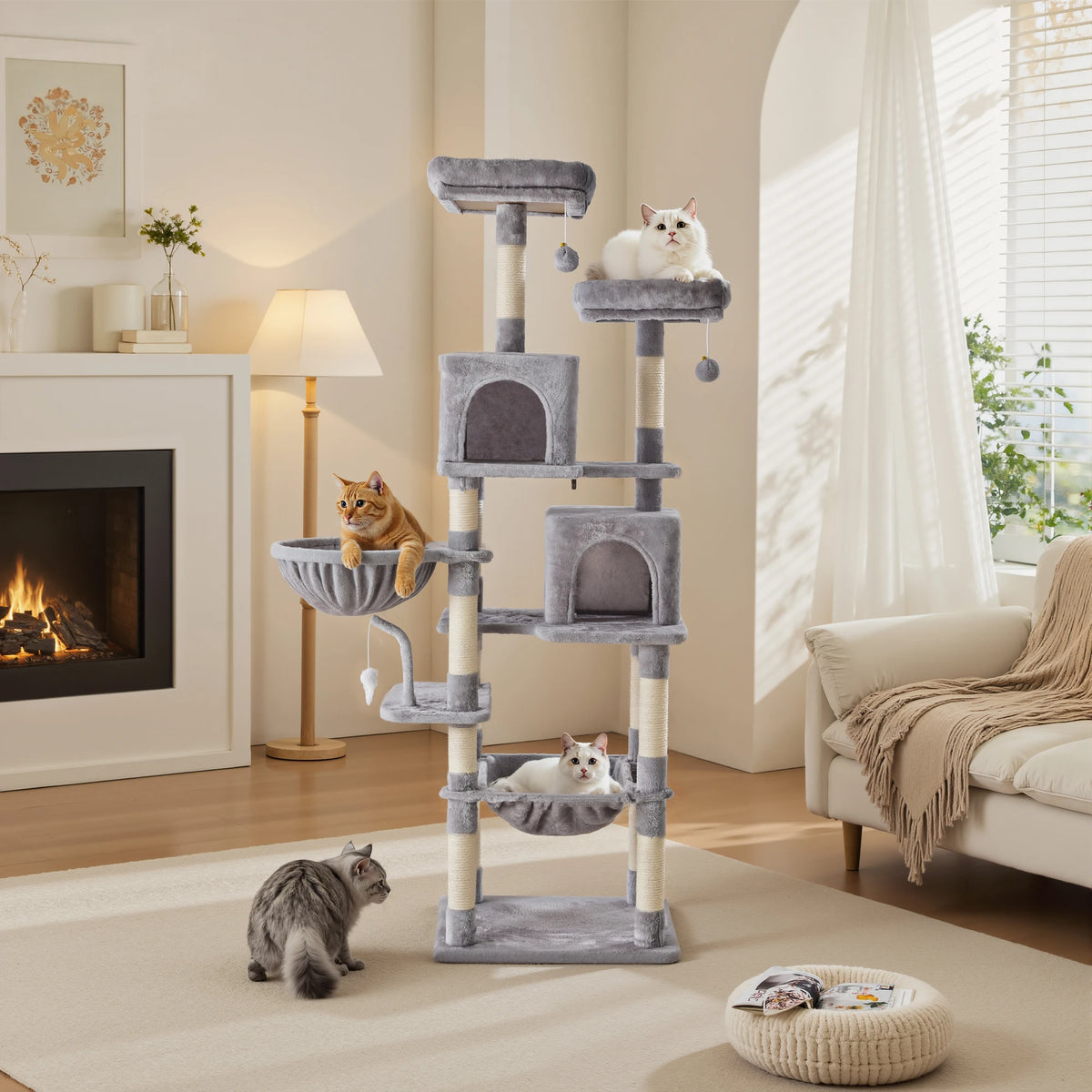 Jhk Multi Level Cat Tree For Indoor Cats With Sisal