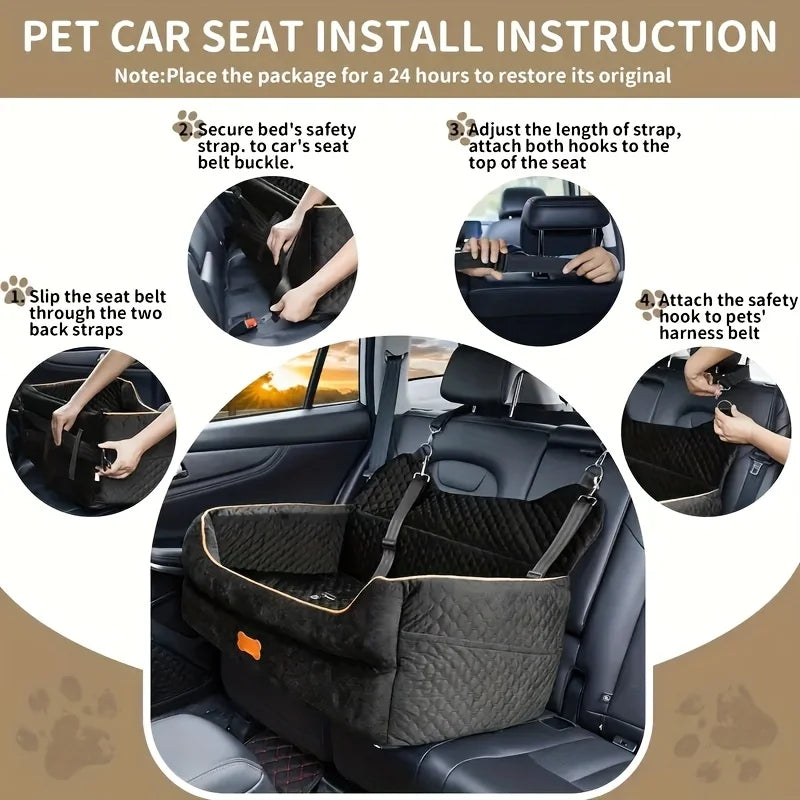 Memory Foam Dog Car Seat Booster Cushion With Washable Cover