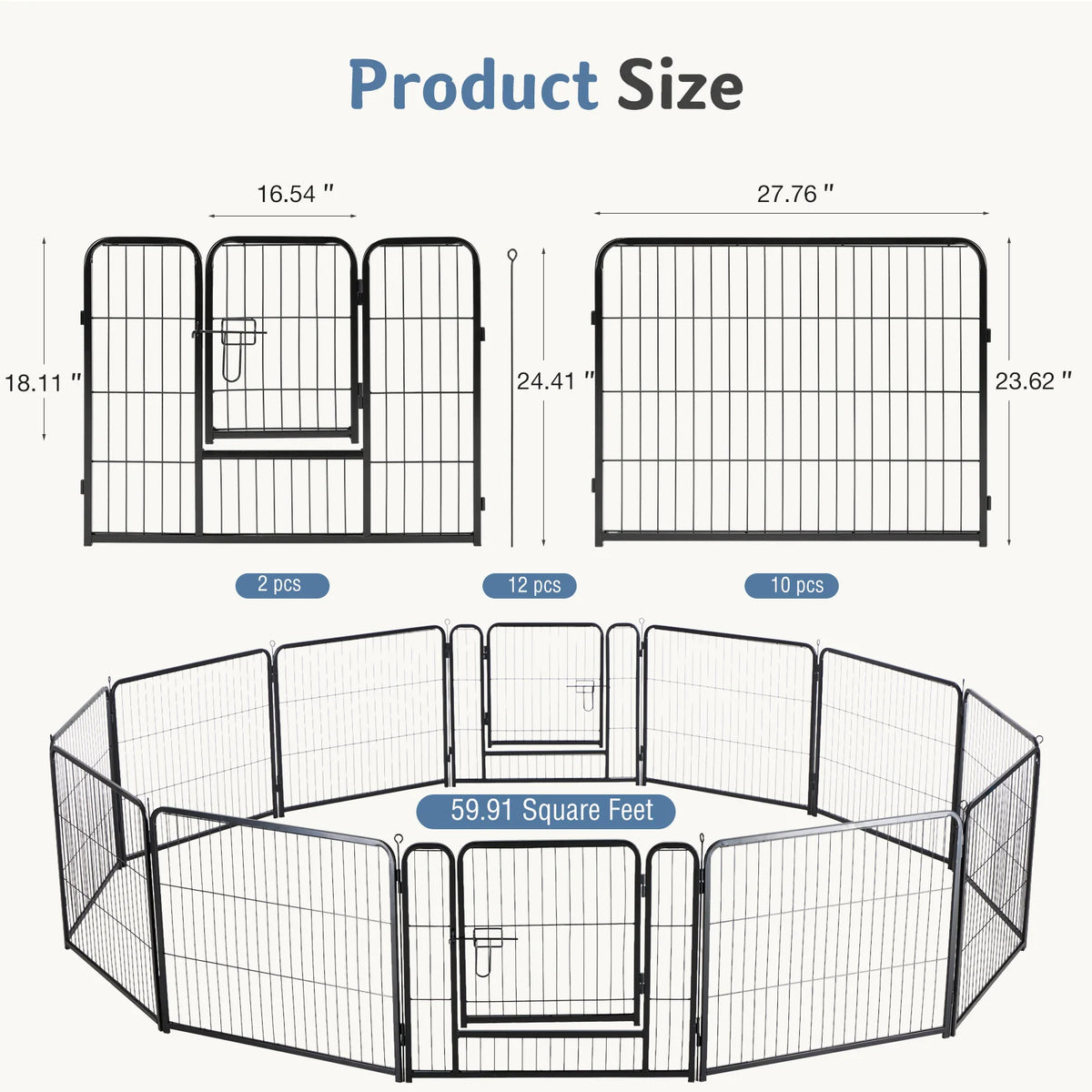 JHK Metal Dog Playpen Exercise Fence For Pets And Outdoors