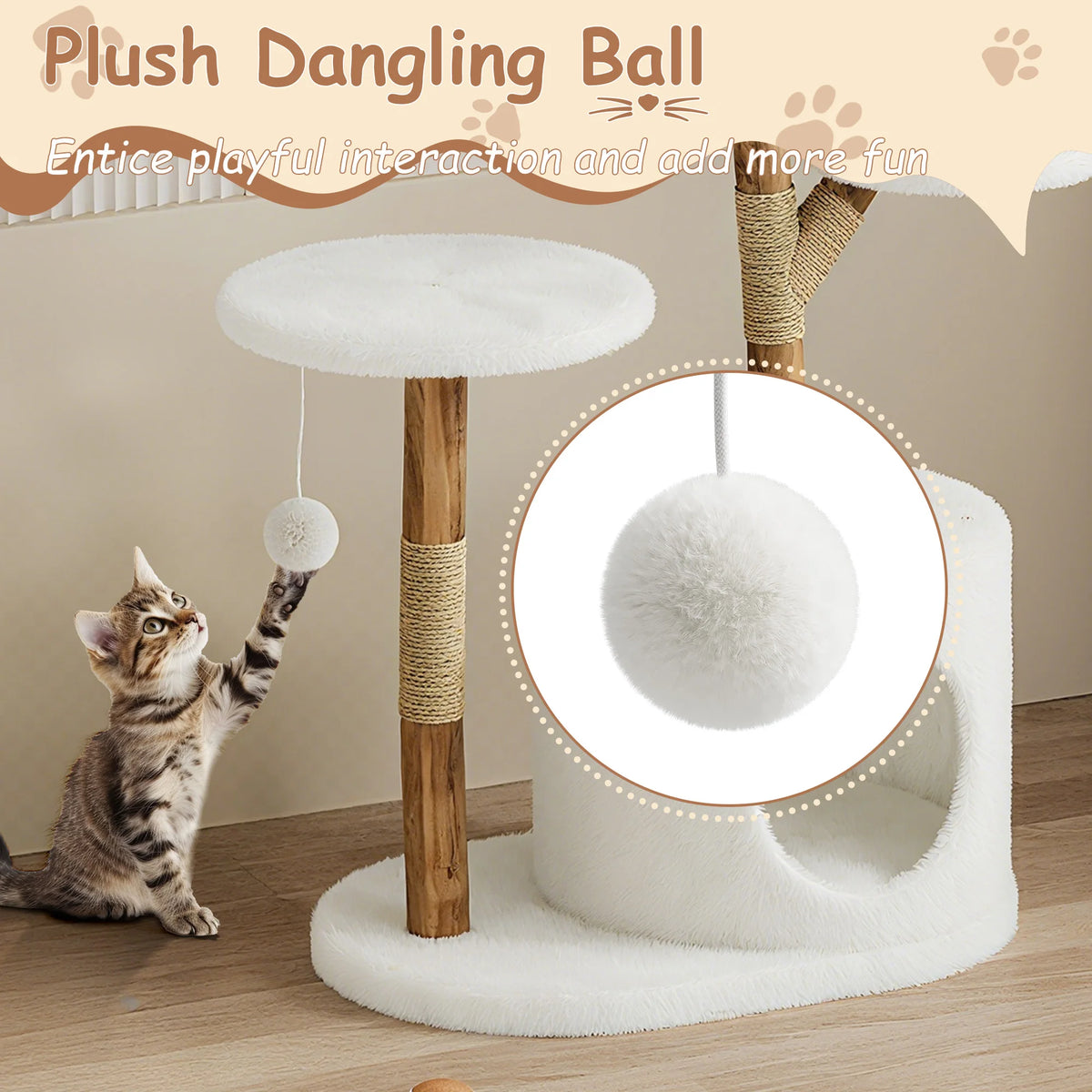 Modern Multilevel Cat Tree With Sisal Scratching Posts And Basket