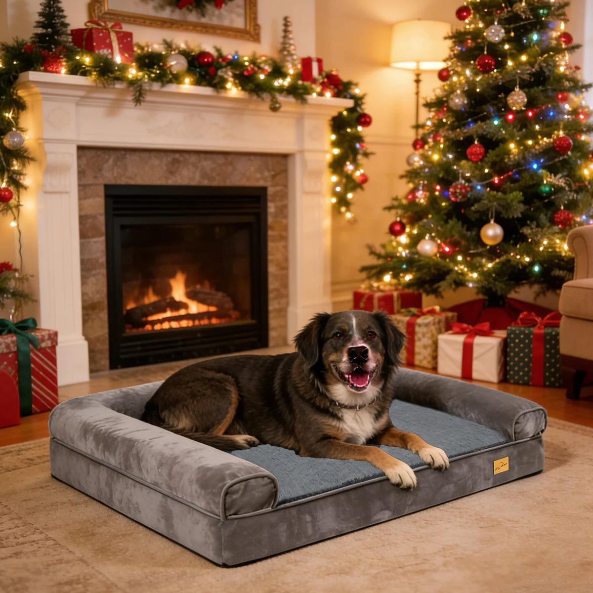 Borwart Orthopedic Memory Foam Dog Bed With Waterproof Removable Cover