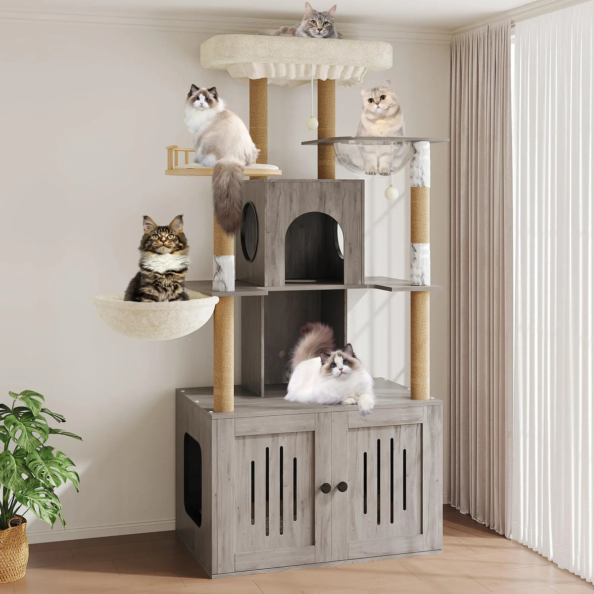 Studyset Multi Level Cat Tree With Hidden Litter Box