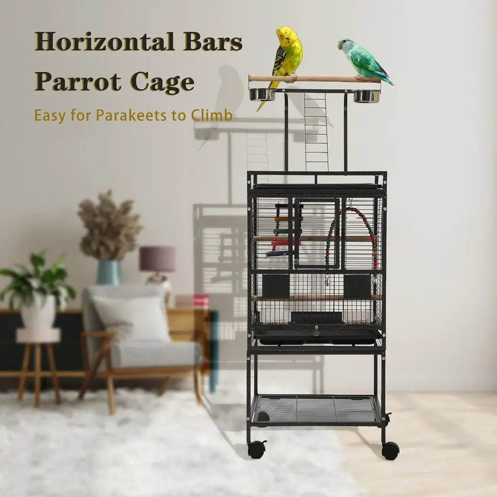 51" Small Bird Cage with Stand,ParaCage, Parrot cage with ParaToys, Bird Cage Accories,Birdcage Covers or Lovebirds Cockatiel Co