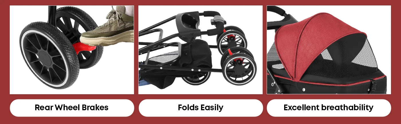 CHIHUAHUA Pet Stroller For Cats And Dogs Three Wheel Foldable