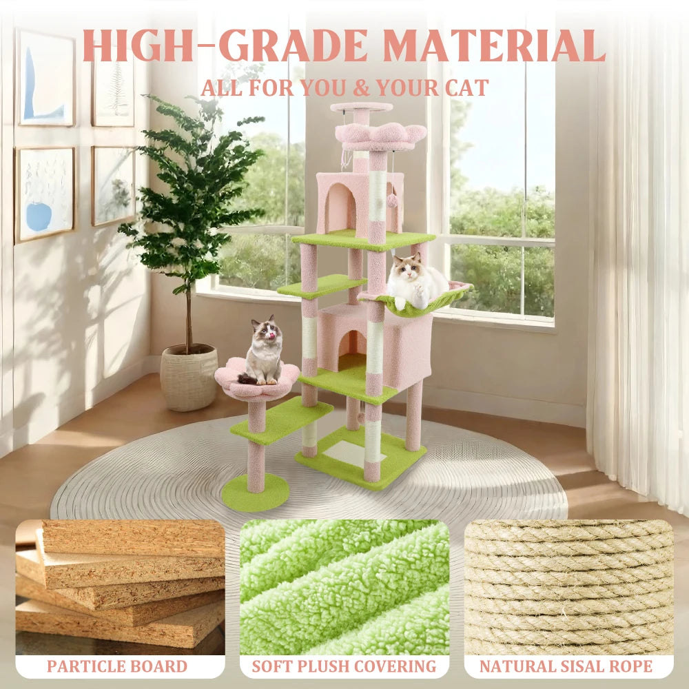 Premium Multi Level Cat Tree With Condo And Hammock