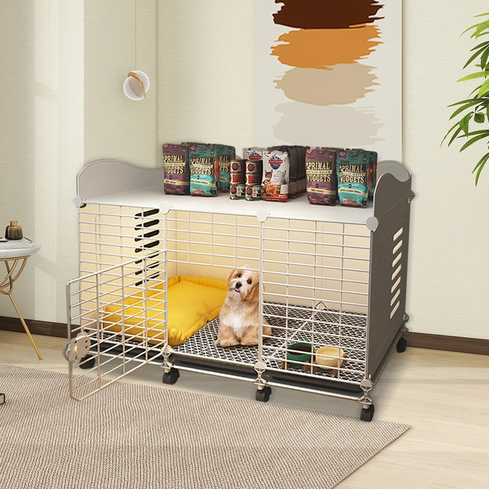 Indoor Wire Dog Crate With Wheels And Slide Out Tray