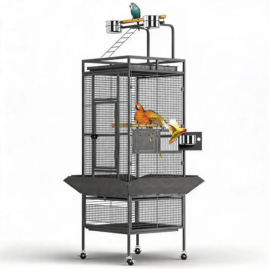 Acekool Large Metal Bird Cage With Play Top And Stand