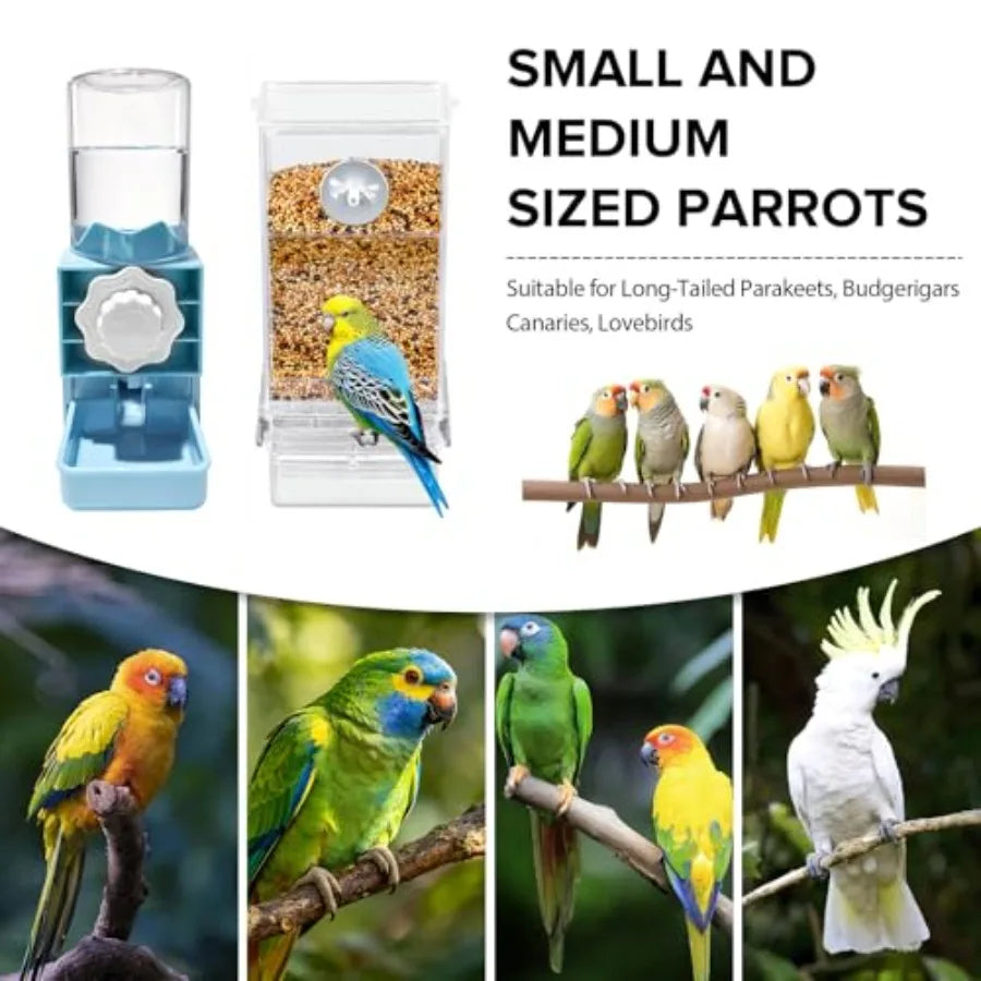 Automatic Bird Feeder And Water Dispenser Set For Parakeet Cages