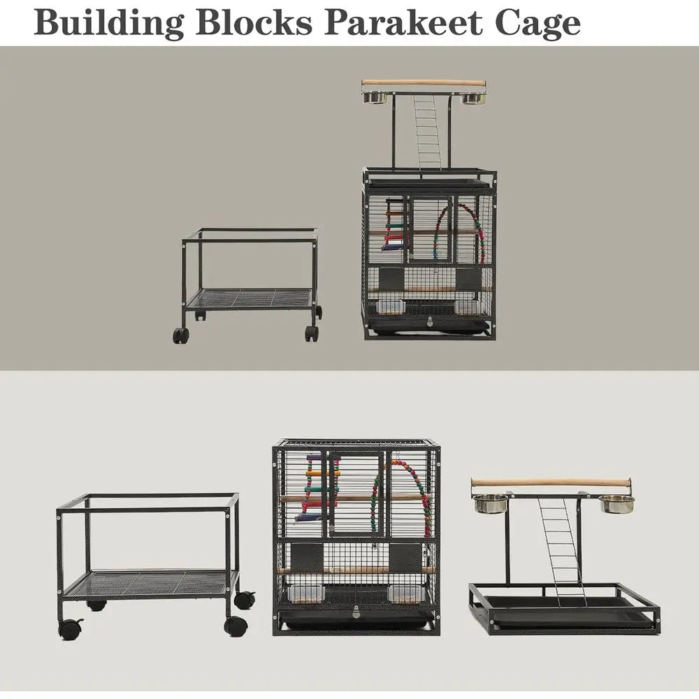 51" Small Bird Cage with Stand,ParaCage, Parrot cage with ParaToys, Bird Cage Accories,Birdcage Covers or Lovebirds Cockatiel Co