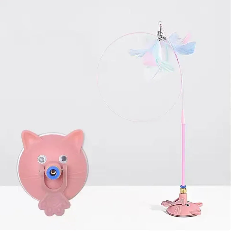 Interactive Cat Feather Wand Toy With Bell And Suction Cup
